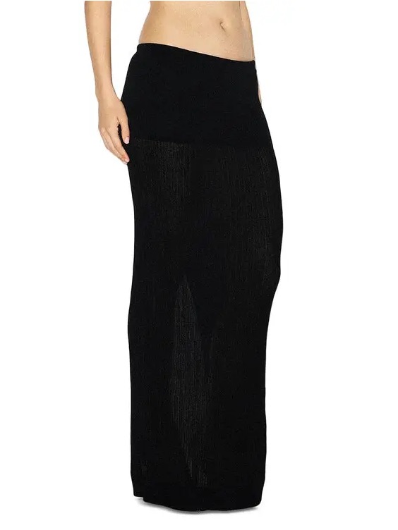 Skims Sheer Knit Foldover Maxi Skirt - Onyx Nwot
